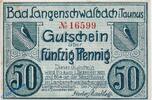 Serienscheine DE 50 Pf. Langenschwalbach , Notgeld 50 Pfennig Schein in kfr. M/G 771.1 , Hessen 1920 -