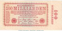 Weimarer Republik - Inflation 100 Milliarden Mark Reichsbanknote , 100 Milliarden Mark Schein kfr. DEU-161.a, Ros.130, P.133 -