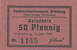 Kleingeld 1914-1922 50 Pf. Notgeld Darlehnskassenverein Ortenburg, 50 Pfennig Schein in kfr. Tie 5420.05.44 -