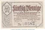 DE 50 Pf. Notgeld Stadt Königsberg , 50 Pfennig Schein in kfr. Tieste 3585.05.10 von 1918 -