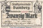 Großnotgeld 1918 DE 20 Mk. Notgeld Stadt Bamberg , 20 Mark Schein in kfr.E , Geiger 028.02 von 1918, Bayern -