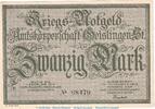 DE 20 Mk. Notgeld Stadt Geislingen , 20 Mark Schein in kfr. Geiger 170.02 von 1918 , BA-WÜ -