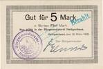 Großnotgeld 1918 DE 5 Mk. Notgeld Bürgermeisterei Heiligenhaus, 5 Mark Schein in kfr.E , Geiger 229.01 RHL -
