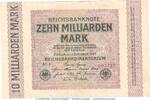 Inflation Deutschland 10 Mia. Reichsbanknote , 10 Milliarden Mark Schein in L-gbr. DEU-136.c, Ros.114, P117 -