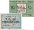 Notgeld Deutschland 2 Scheine kompl. Notgeld Stadt Rodach , Set mit 2 Scheinen in kfr. Tieste 6090.05.05-6 von 1920 -