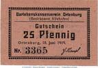 Notgeld 25 Pf. Ortenburg Notgeld , 25 Pfennig -braun- in kfr. Tieste 5420.05.01 von 1919 , BAY -