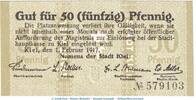 Notgeld 50 Pf. Kiel Tieste 3470.40.05 , Notgeld 50 Pfennig Schein in kfr. von 1917 , Schleswig -