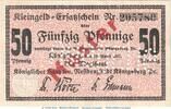 Notgeld 50 Pf. Musternote Königsberg Tieste 3595.25.01 , Notgeld 50 Pf. MUSTER-Schein in kfr. von 1917 OPR -