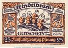 Notgeld 25 Pf. Nr.2 Kindelbrück M/G 730.1 , Notgeld 25 Pfennig Nr.2 in kfr. von 1920 , Thüringen -