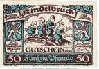 Notgeld 50 Pf. Nr.1 Kindelbrück M/G 730.1 , Notgeld 50 Pfennig Nr.1 in kfr. von 1920 , Thüringen -