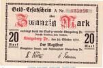 Großnotgeld 20 Mk. Königsberg , 20 Mark Notgeld Schein in kfr.E , Geiger 287.06 von 1918 , OPR -