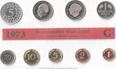 Karlsruhe 10,68 DM Kursmünzensatz Deutschland -KMS mit 9 Münzen Karlsruhe- 1973 G , pp , J.180 -