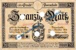 Großnotgeld 20 Mk. -WZ- Darmstadt , Notgeld 20 Mark Schein -mit WZ- in gbr.E , Geiger 092.08.b von 1918 -