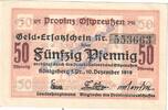 Notgeld DE 50 Pf. Königsberg , Notgeld 50 Pfennig Schein in kfr. Tieste 3595.20.01 , Ostpreussen -