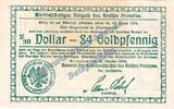 Wertbeständig 84 Gold Pf. Prenzlau , Banknote 84 Pfennig Gold Schein in kfr. Müller 4030.4 Wertbeständig -