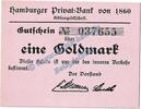 Wertbeständig 1 Gold Mk. Hamburg , Banknote 1 Gold Mark -o.PS- in kfr. Müller 2360.2.b Wertbeständig 1923 -
