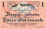 Wertbeständig 1 Gold Mk. Flensburg , Banknote 1 Gold Mark Schein in kfr. Müller 1670.3 Wertbeständig o.D. -
