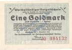 Wertbeständig 1 Gold Mk. Werdau , Banknote 1 Gold Mark Schein in kfr. Müller 5065.2 Wertbeständig 1923 -