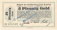 Wertbeständig 5 Gold Pf. Forst , Banknote 5 Gold Pfennig Schein in kfr. Müller 1695.2 Wertbeständig 1923 -