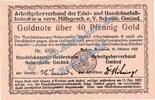 Wertbeständig 40 Gold Pf. Schwäbisch Gmünd , Banknote 40 Gold Pfennig Schein in kfr. Müller 4405.4.b BAWÜ -