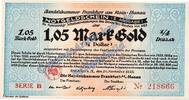 Wertbeständig 1,05 Gold Mk. Frankfurt , Banknote 1,05 Gold Mark Schein in kfr. Müller 1725.9 Wertbeständig -