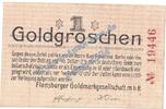Wertbeständig 10 Gold Pf. Flensburg , 1 Groschen Gold Notgeld Schein in f-kfr. Müller 1660.3.a Wertbeständ -