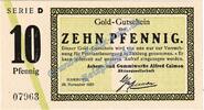 Wertbeständig 10 Gold Pf. Hamburg , 10 Pfennig Gold Notgeld Schein in kfr. Müller 2325.3 Wertbeständig -