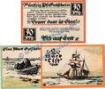 Serienscheine DE 3 Scheine kpl. List -Sylt , Notgeld Set mit 3 Scheinen in kfr. M-G 806.1 Seriennotgeld 1921 SH -