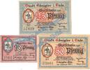 Notgeld De 3 Scheine kpl. Königsee , Notgeld Set mit 3 Scheinen in kfr. M-G 725.1 , Thüringen 1921 -