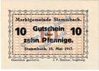 Kleingeld 1914-1922 10 Pf. Stammbach , Notgeld 10 Pfennig -78x55- in kfr. Tieste 7070.05.36 , Bayern 1917 -