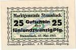 Kleingeld 1914-1922 25 Pf. Stammbach , Notgeld 25 Pfennig -60x40- in kfr. Tieste 7070.05.48 , Bayern 1917 -