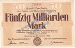 Inflation 1923 DE 50 Mia. Mk. Hamburg , Banknote 50 Milliarden Mark Schein in kfr. Keller 2109.s Grossnotgeld -