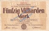 Inflation 1923 DE 50 Mia. Mk. Hamburg , Banknote 50 Milliarden Mark Schein in gbr. Keller 2109.s Grossnotgeld -