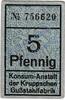 Kleingeld 1914-1922 DE 5 Pf. Essen , Notgeld 5 Pfennig Schein in kfr. Tieste 1800.45.06 , Rheinland o.D. -
