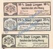Notgeld De 3 Scheine Lingen , Notgeld Set mit 3 Scheinen in kfr. Tieste 4125.05.25-27 , Niedersachsen -