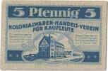 Notgeld De 5 Pf. Chemnitz , Notgeld 5 Pfennig Schein in kfr. Tieste 1135.15.02 , Sachsen o.D. -