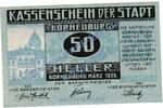 Notgeld AT 50 He. -blau- Korneuburg , Notgeld 50 Heller Schein -blau- in kfr. K-K 466.d Notgeld 1920 NOE -