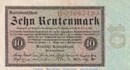 Rentenbank 10 Mk. Reichsbanknote , 10 Renten Mark in f-kfr. DEU-202, Ros.157, P.164 , von 1923 -