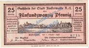 Notgeld DE 25 Pf. Finsterwalde , Notgeld 25 Pfennig Scheine in kfr. Tieste 1870.05.15 , BBG 1920 -
