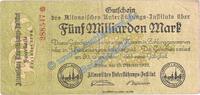 Inflation 1923 DE 5 Mia. Mk. Altona , Banknote 5 Milliarden Mark Schein in gbr. Keller 81.e , SH von 1923 -