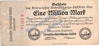 Inflation 1923 DE 1 Mio. Mk. Altona , Banknote 1 Million Mark Schein in gbr. Keller 81.c , SH von 1923 -