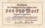 Inflation 1923 DE 500 T. Mk. Altona , Banknote 500.000 Mark Schein in gbr. Keller 80.b-c , SH von 1923 -