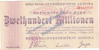 Inflation 1923 DE 200 Mio. Mk. Altona , Banknote 200 Millionen Mark Schein in gbr. Keller 80.i , SH von 1923 -