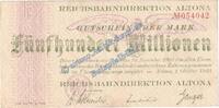 Inflation 1923 DE 500 Mio. Mk. Altona , Banknote 500 Millionen Mark Schein in gbr. Keller 80.i , SH von 1923 -