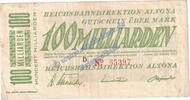 Inflation De. 100 Mia. Mk. Altona , Banknote 100 Milliarden Mark Schein in gbr. Keller 80.m , SH von 1923 -