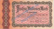 Inflation 1923 DE 50 Mio. Mk. Trier , Banknote 50 Millionen Mark Schein in gbr. Keller 5229.i , Rheinland 1923 -