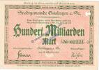 Großnotgeld Inflation De 100 Mia. Mk. Geislingen , Banknote 100 Milliarden Mark Schein in L-gbr. Keller 1693.c WÜR -