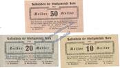 Notgeld AT 3 Scheine kpl. Horn , Notgeld Set mit 3 Scheinen in kfr. K-K 397.I , Niederösterreich 1920 -