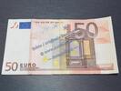 Europa 50 Euro Banknote , 50 Euro -FEHLDRUCK- in L-gbr. von 2002 , fehlendes Hologramm -