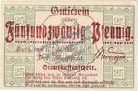 Notgeld De 25 Pf. Kyritz , Notgeld 25 Pfennig Schein in kfr. Tieste 3785.05.05 , Brandenburg 1920 -